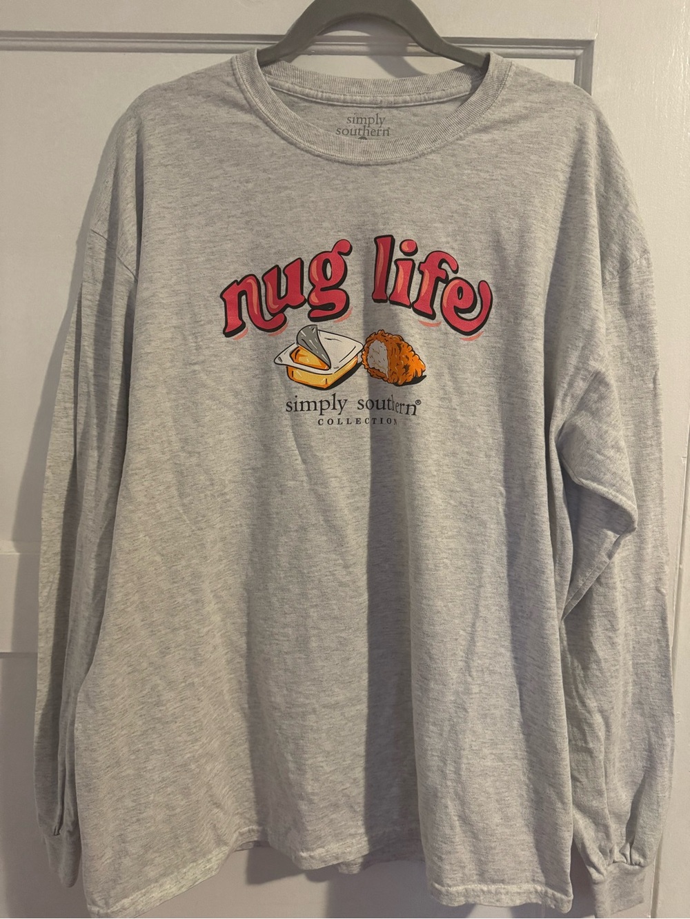 Simply Southern Gray Long Sleeve Tee with 'Nug Life' Graphic